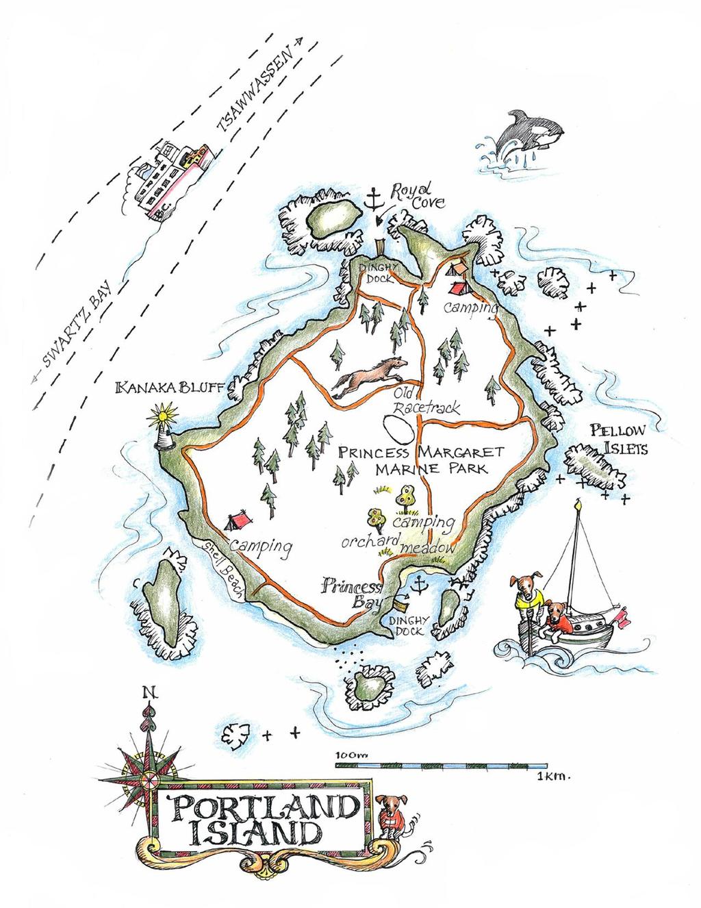 Another of the maps - this one of Portland Island - one of our favourite spots on the coast © Amanda Spottiswoode